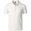 JEMITOP Men’s Stretch Knit Slim Fit Polo Shirts Casual Short Sleeve Ribbed Collar Golf Shirt(Cream White)