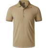 JEMITOP Men’s Stretch Knit Slim Fit Polo Shirts Casual Short Sleeve Ribbed Collar Golf Shirt(Khaki)