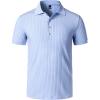 JEMITOP Men’s Stretch Knit Slim Fit Polo Shirts Casual Short Sleeve Ribbed Collar Golf Shirt(Light Blue)