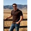 JEMITOP Men’s Stretchy Short Sleeve Slim Fit Henley T-Shirt Casual Cotton 4 Buttons Tee Shirts(Brown)