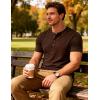 JEMITOP Men’s Stretchy Short Sleeve Slim Fit Henley T-Shirt Casual Cotton 4 Buttons Tee Shirts(Brown)