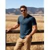 JEMITOP Men’s Stretchy Short Sleeve Slim Fit Henley T-Shirt Casual Cotton 4 Buttons Tee Shirts(Dark Blue)