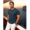 JEMITOP Men’s Stretchy Short Sleeve Slim Fit Henley T-Shirt Casual Cotton 4 Buttons Tee Shirts(Dark Blue)
