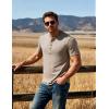 JEMITOP Men’s Stretchy Short Sleeve Slim Fit Henley T-Shirt Casual Cotton 4 Buttons Tee Shirts(Light Khaki)