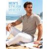 JEMITOP Men’s Stretchy Short Sleeve Slim Fit Henley T-Shirt Casual Cotton 4 Buttons Tee Shirts(Light Khaki)