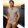 JEMITOP Men’s Stretchy Short Sleeve Slim Fit Henley T-Shirt Casual Cotton 4 Buttons Tee Shirts(Light Khaki)