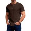 JEMITOP Men’s Stretchy Short Sleeve Slim Fit Henley T-Shirt Casual Cotton 4 Buttons Tee Shirts(Brown)