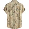 JEMITOP Men’s Stylish Casual Printed Short Sleeve Button Down Shirts Summer Vacation Beach Tropical Hawaiian Shirt(Beige Green Leaves)
