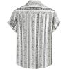 JEMITOP Men’s Stylish Casual Printed Short Sleeve Button Down Shirts Summer Vacation Beach Tropical Hawaiian Shirt(Black Boho Striped)