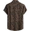 JEMITOP Men’s Stylish Casual Printed Short Sleeve Button Down Shirts Summer Vacation Beach Tropical Hawaiian Shirt(Brown Black Floral)