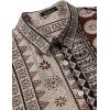 JEMITOP Men’s Stylish Casual Printed Short Sleeve Button Down Shirts Summer Vacation Beach Tropical Hawaiian Shirt(Brown Boho Striped)