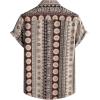JEMITOP Men’s Stylish Casual Printed Short Sleeve Button Down Shirts Summer Vacation Beach Tropical Hawaiian Shirt(Brown Boho Striped)
