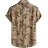 JEMITOP Men’s Stylish Casual Printed Short Sleeve Button Down Shirts Summer Vacation Beach Tropical Hawaiian Shirt(Dark Khaki Leaves)