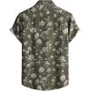 JEMITOP Men’s Stylish Casual Printed Short Sleeve Button Down Shirts Summer Vacation Beach Tropical Hawaiian Shirt(Green Grey Floral)