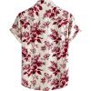 JEMITOP Men’s Stylish Casual Printed Short Sleeve Button Down Shirts Summer Vacation Beach Tropical Hawaiian Shirt(Red Floral)