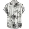 JEMITOP Men’s Stylish Casual Printed Short Sleeve Button Down Shirts Summer Vacation Beach Tropical Hawaiian Shirt(White Grey Floral)