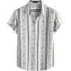 JEMITOP Men’s Stylish Casual Printed Short Sleeve Button Down Shirts Summer Vacation Beach Tropical Hawaiian Shirt(Black Boho Striped)