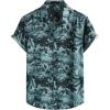 JEMITOP Men’s Stylish Casual Printed Short Sleeve Button Down Shirts Summer Vacation Beach Tropical Hawaiian Shirt(Blue Black Floral)