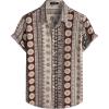 JEMITOP Men’s Stylish Casual Printed Short Sleeve Button Down Shirts Summer Vacation Beach Tropical Hawaiian Shirt(Brown Boho Striped)