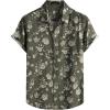 JEMITOP Men’s Stylish Casual Printed Short Sleeve Button Down Shirts Summer Vacation Beach Tropical Hawaiian Shirt(Green Grey Floral)