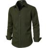 JEMITOP Men’s Stretch Linen-Like Long Sleeve Button Down Shirts Casual Beach Wedding Dress Shirt(Army Green)