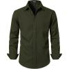 JEMITOP Men’s Stretch Linen-Like Long Sleeve Button Down Shirts Casual Beach Wedding Dress Shirt(Army Green)