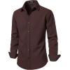 JEMITOP Men’s Stretch Linen-Like Long Sleeve Button Down Shirts Casual Beach Wedding Dress Shirt(Brown)