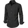 JEMITOP Men’s Stretch Linen-Like Long Sleeve Button Down Shirts Casual Beach Wedding Dress Shirt(Dark Grey)