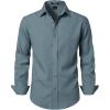 JEMITOP Men’s Stretch Linen-Like Long Sleeve Button Down Shirts Casual Beach Wedding Dress Shirt(Grey Blue)