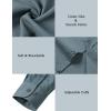 JEMITOP Men’s Stretch Linen-Like Long Sleeve Button Down Shirts Casual Beach Wedding Dress Shirt(Grey Blue)