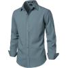 JEMITOP Men’s Stretch Linen-Like Long Sleeve Button Down Shirts Casual Beach Wedding Dress Shirt(Grey Blue)