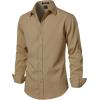 JEMITOP Men’s Stretch Linen-Like Long Sleeve Button Down Shirts Casual Beach Wedding Dress Shirt(Khaki)