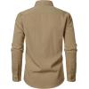 JEMITOP Men’s Stretch Linen-Like Long Sleeve Button Down Shirts Casual Beach Wedding Dress Shirt(Khaki)