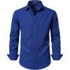 JEMITOP Men’s Stretch Linen-Like Long Sleeve Button Down Shirts Casual Beach Wedding Dress Shirt(Royal Blue)