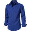 JEMITOP Men’s Stretch Linen-Like Long Sleeve Button Down Shirts Casual Beach Wedding Dress Shirt(Royal Blue)