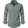 JEMITOP Men’s Stretch Linen-Like Long Sleeve Button Down Shirts Casual Beach Wedding Dress Shirt(Sage Green)