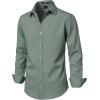 JEMITOP Men’s Stretch Linen-Like Long Sleeve Button Down Shirts Casual Beach Wedding Dress Shirt(Sage Green)
