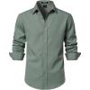 JEMITOP Men’s Stretch Linen-Like Long Sleeve Button Down Shirts Casual Beach Wedding Dress Shirt(Sage Green)