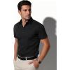 JEMITOP Men’s Stretch Wrinkle-Free Soft Slim Fit Dress Shirts Short Sleeve Formal Wedding Business Casual Button Down Shirt(Black)