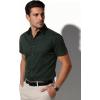 JEMITOP Men’s Stretch Wrinkle-Free Soft Slim Fit Dress Shirts Short Sleeve Formal Wedding Business Casual Button Down Shirt(Dark Green)