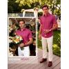 JEMITOP Men’s Stretch Wrinkle-Free Soft Slim Fit Dress Shirts Short Sleeve Formal Wedding Business Casual Button Down Shirt(Hot Pink)