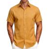 JEMITOP Men’s Stretch Wrinkle-Free Soft Slim Fit Dress Shirts Short Sleeve Formal Wedding Business Casual Button Down Shirt(Gold)