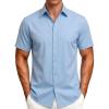 JEMITOP Men’s Stretch Wrinkle-Free Soft Slim Fit Dress Shirts Short Sleeve Formal Wedding Business Casual Button Down Shirt(Light Blue)