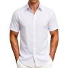 JEMITOP Men’s Stretch Wrinkle-Free Soft Slim Fit Dress Shirts Short Sleeve Formal Wedding Business Casual Button Down Shirt(White)