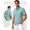 JEMITOP Men’s Classic Lightweight Oxford Button Down Shirts Business Casual Slim Fit Short Sleeve Dress Shirt with Pocket(Aqua Green)