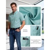JEMITOP Men’s Classic Lightweight Oxford Button Down Shirts Business Casual Slim Fit Short Sleeve Dress Shirt with Pocket(Aqua Green)