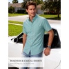 JEMITOP Men’s Classic Lightweight Oxford Button Down Shirts Business Casual Slim Fit Short Sleeve Dress Shirt with Pocket(Aqua Green)