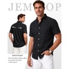 JEMITOP Men’s Classic Lightweight Oxford Button Down Shirts Business Casual Slim Fit Short Sleeve Dress Shirt with Pocket(Black)