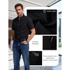 JEMITOP Men’s Classic Lightweight Oxford Button Down Shirts Business Casual Slim Fit Short Sleeve Dress Shirt with Pocket(Black)