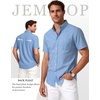 JEMITOP Men’s Classic Lightweight Oxford Button Down Shirts Business Casual Slim Fit Short Sleeve Dress Shirt with Pocket(Blue)
